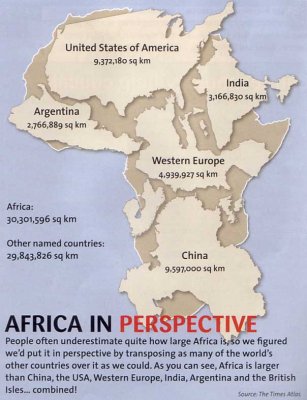 Africa land mass Perspective Map